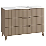 Mueble de lavabo Claire (L x An x Al: 45 x 120 x 50 cm, Moka, 1 seno, empotrado, salida central, Número de cajones: 3 ud.) | BAUHAUS