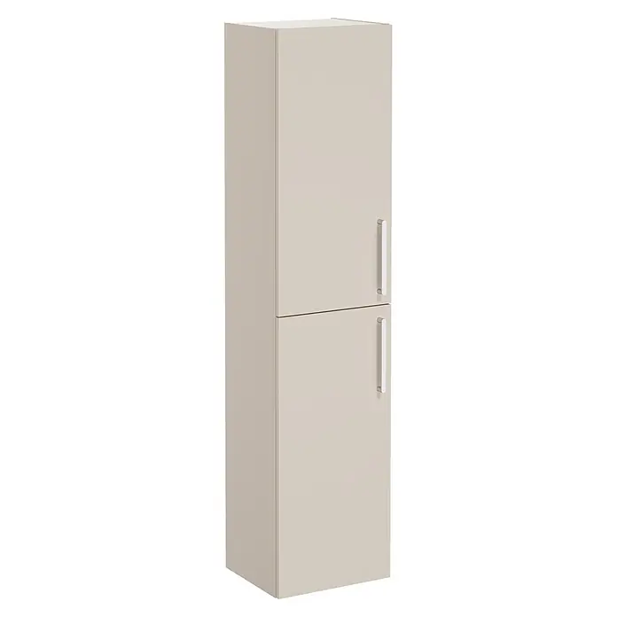VitrA Hochschrank Root Flat - B x T x H: 42 x 36 x 180 cm, Sahara Beige - Hoher beiger Schrank mit zwei Türen und Griffen.