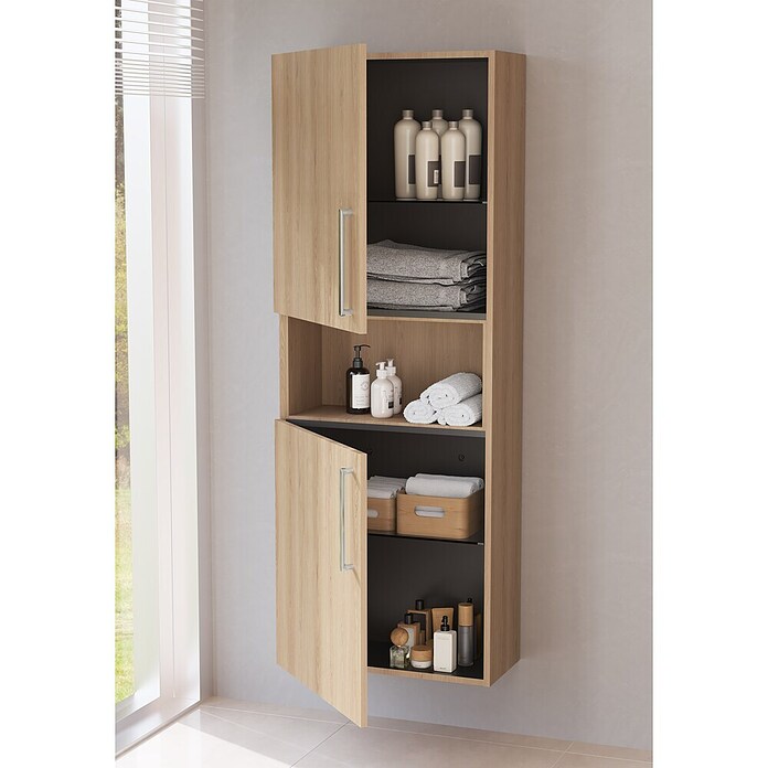 VitrA Bad-Hochschrank Root Flat (B x T x H: 57 x 27 x 155 cm, Eiche Natur, DIN Anschlag: Links/Rechts) | BAUHAUS