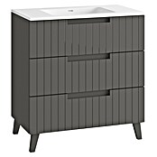 Mueble de lavabo Claire (L x An x Al: 45 x 80 x 81 cm, Gris, 1 seno, empotrado, salida central, Número de cajones: 3 ud.) | BAUHAUS