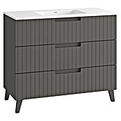 Mueble de lavabo Claire (L x An x Al: 45 x 100 x 81 cm, Gris, 1 seno, empotrado, salida central, Número de cajones: 3 ud.) | BAUHAUS