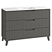 Mueble de lavabo Claire (L x An x Al: 45 x 120 x 50 cm, Gris, 1 seno, empotrado, salida central, Número de cajones: 3 ud.) | BAUHAUS