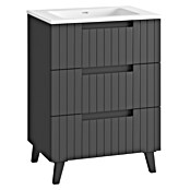 Mueble de lavabo Claire (L x An x Al: 45 x 60 x 81 cm, Antracita, 1 seno, empotrado, salida central, Número de cajones: 3 ud.) | BAUHAUS