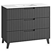 Mueble de lavabo Claire (L x An x Al: 45 x 100 x 81 cm, Antracita, 1 seno, empotrado, salida central, Número de cajones: 3 ud.) | BAUHAUS