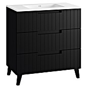 Mueble de lavabo Claire (L x An x Al: 45 x 80 x 81 cm, Negro, 1 seno, empotrado, salida central, Número de cajones: 3 ud.) | BAUHAUS