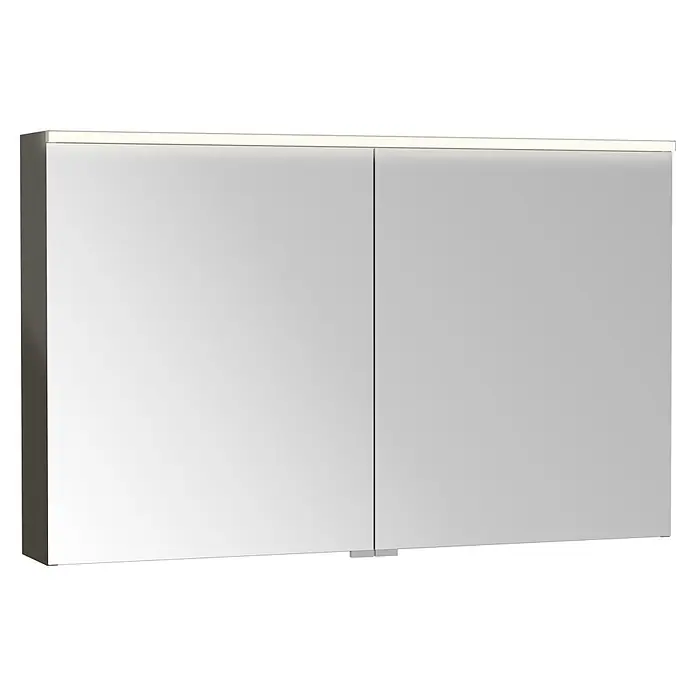 VitrA LED-Spiegelschrank Root/Integra - B x H: 100 x 62 cm, Chrom gebürstet - Zweitüriger Spiegelschrank für das Bad mit integrierter LED-Beleuchtung oben.