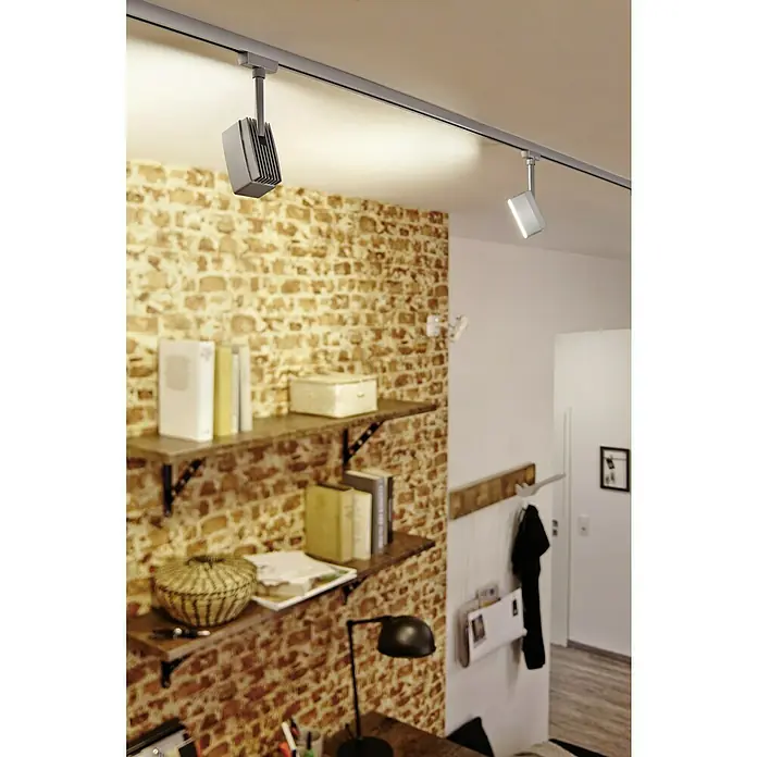 Paulmann URail Lámparas LED - 5 W, Cromado mate, L x An x Al: 5 x 4,8 x 17,5 cm - El sistema de iluminación de riel proporciona una iluminación flexible que realza la decoración sofisticada de esta casa.