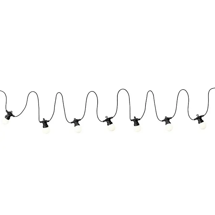Paulmann Plug & Shine LED-Lichterkette - Außen, Lichtfarbe: Warmweiß, Anzahl Leuchtmittel: 7 Stk. - Abbildung einer dekorativen Lichterkette mit glühenden, runden Lampen, ideal für stimmungsvolle Beleuchtung im Innen- und Außenbereich.