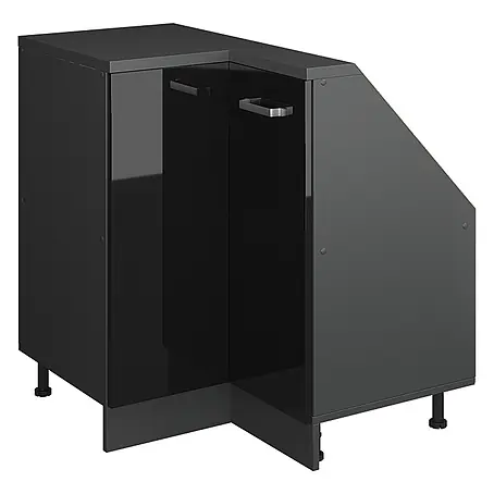 Vicco  Küchenleerblock R-Line Schwarz Hochglanz mit 1 Tür
