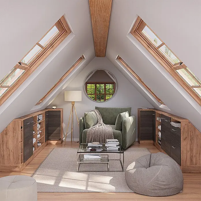 Vicco Schrankküche R-Line Edelgrau mit 1 Tür - Edelgrau, Eck-Dachschrägenschrank 76 cm - Maßgefertigte Holzschränke in hellen und dunklen Tönen, für Dachschrägen konzipiert, in einem gemütlichen Wohnraum.