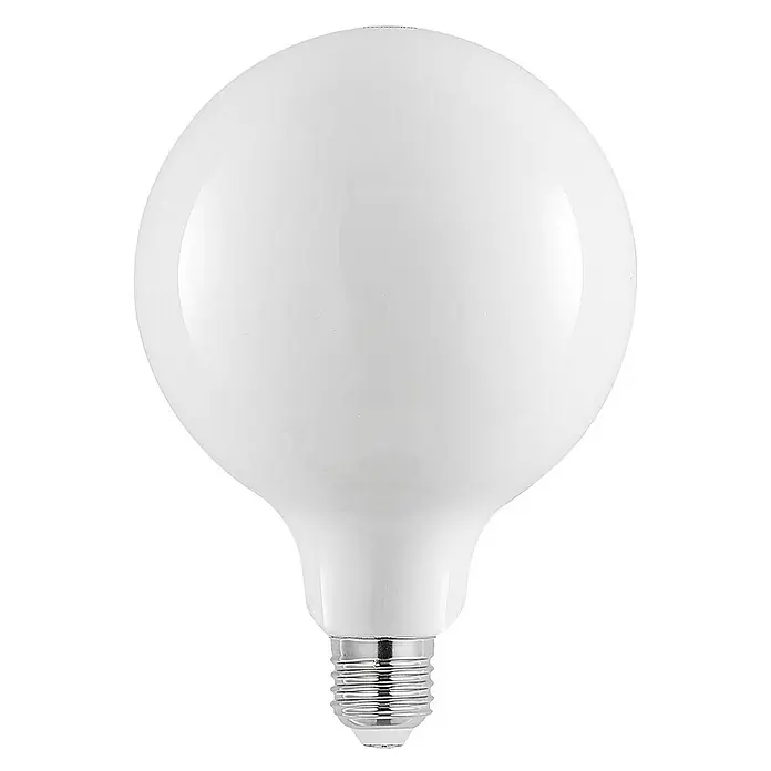 Arcchio LED-Lampe E27 8W LED - E27, Nicht Dimmbar, Warmweiß, 980 lm, 8 W - Große matte weiße kugelförmige LED-Glühbirne mit silbernem Schraubsockel.