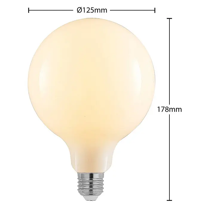 Arcchio LED-Lampe E27 8W LED - E27, Nicht Dimmbar, Warmweiß, 980 lm, 8 W - Große kugelförmige LED-Glühbirne, opalweiß, mit Schraubsockel. Ø125mm x 178mm.