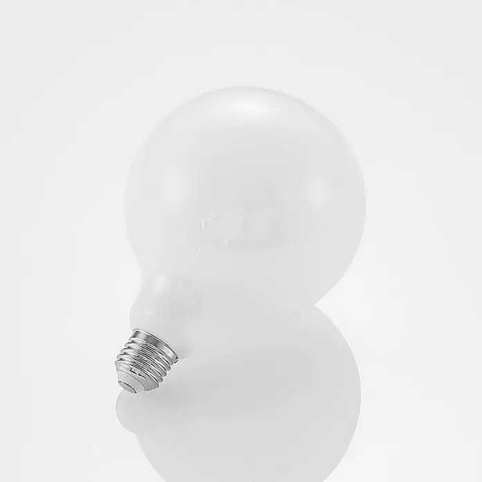 Arcchio LED-Lampe E27 6W LED - E27, Nicht Dimmbar, Warmweiß, 770 lm, 6 W - Große matte Kugel-Glühbirne mit silbernem Schraubsockel.