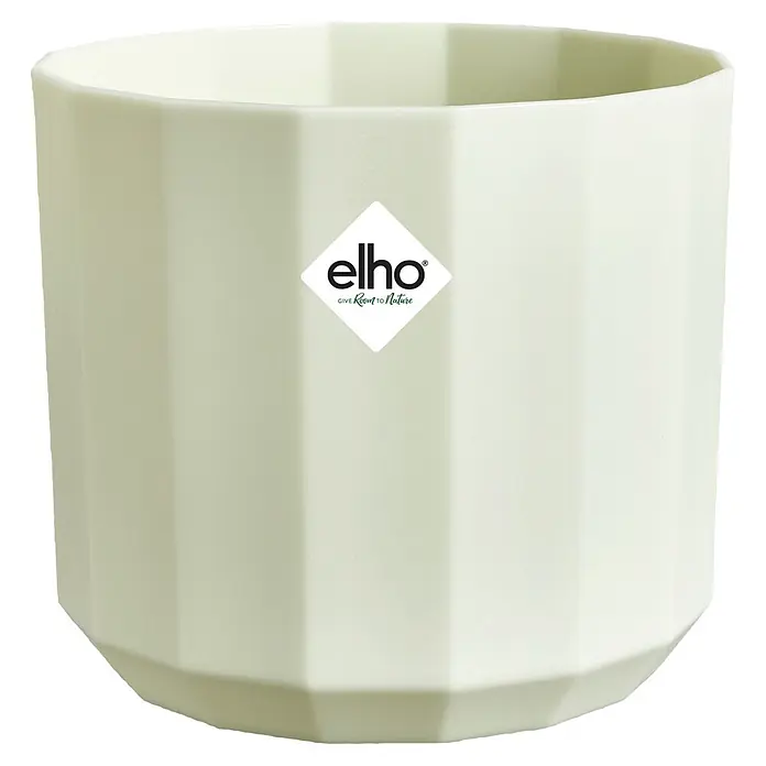 Elho Übertopf rund Facet - Teegrün, 2,8 l, Kunststoff - Hellgrüner, facettierter Übertopf mit dezenter geometrischer Textur.