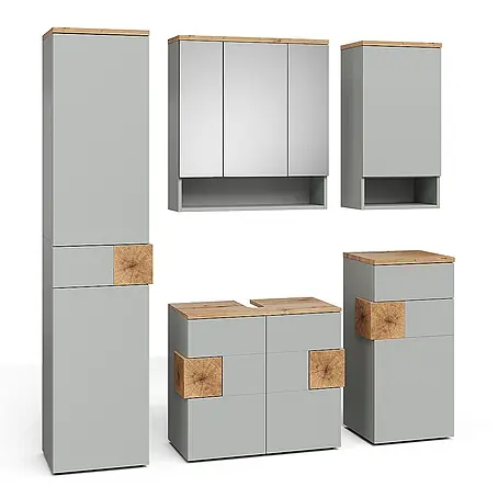Vicco  Badmöbel-Set Eden Grau 5 Teile
