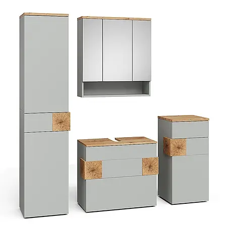 Vicco  Badmöbel-Set Eden Grau 4 Teile