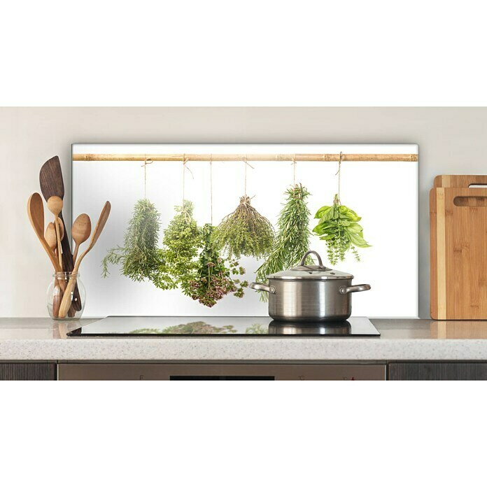 CUCINE KüchenrückwandDried Herbs, 80 x 40 cm, Stärke: 6 mm, Einscheibensicherheitsglas (ESG) Front View