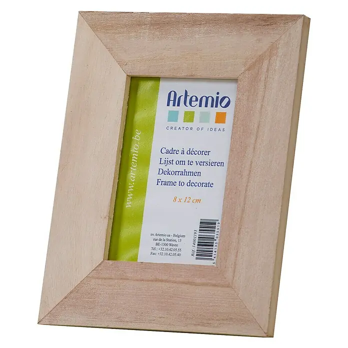 Artemio Marco para fotos - Marrón, 20 x 16 cm, Madera - Un marco de fotos de madera sin terminar, perfecto para personalizar y decorar fotos y obras de arte.