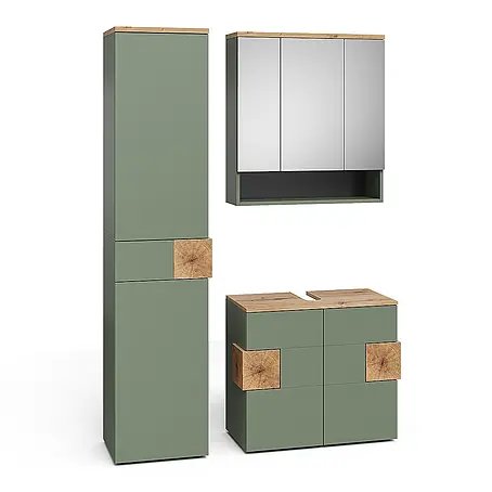 Vicco  Badmöbel-Set Eden Grün 3 Teile
