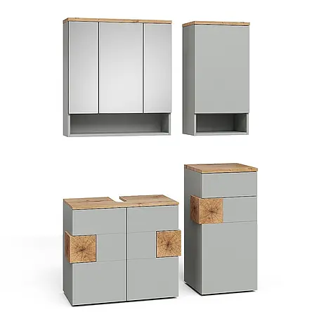 Vicco  Badmöbel-Set Eden Grau 4 Teile