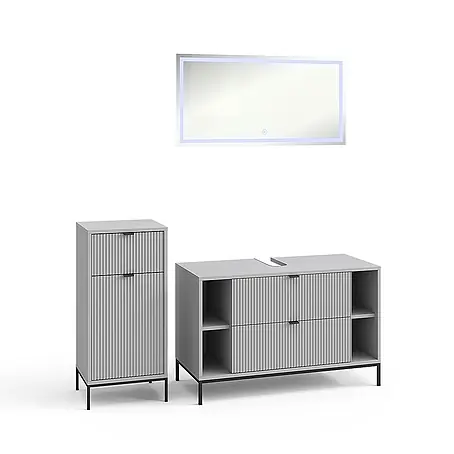 Vicco  Badmöbel-Set Eliza Grau 3 Teile