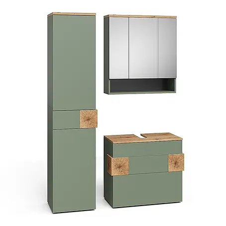 Vicco  Badmöbel-Set Eden Grün 3 Teile