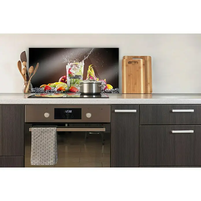 CUCINE Küchenrückwand - Cocktail Splash, 80 x 40 cm, Stärke: 6 mm, Einscheibensicherheitsglas (ESG) - Küchenrückwand mit spritzigem Frucht-Cocktail-Motiv. Dekorative Glasrückwand für die Küche, die einen frischen Akzent setzt.