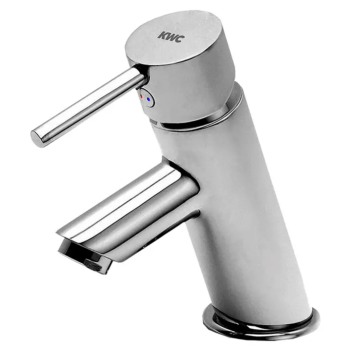 KWC Waschbecken KWC -  - Polierte Chrom-Einhebel-Waschtischarmatur mit KWC-Logo.