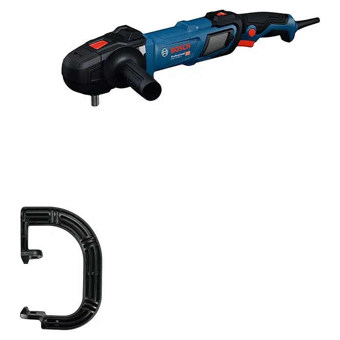 Bosch Professional Poliermaschine GPO 14-180 S - 220 V, 1.400 W - Blauer und schwarzer Bosch GPO 180 S Professional Polierer/Winkelschleifer mit separatem schwarzem D-Griff-Zubehör.