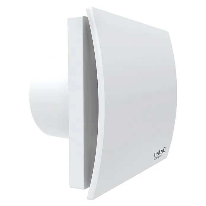 Cata Extractor mural UC-10 Silentis - Blanco, 9,66 cm, Potencia de aire: 105 m³/h - Ventilador de ventilación de plástico blanco con panel frontal curvo y conexión de conducto cilíndrico.