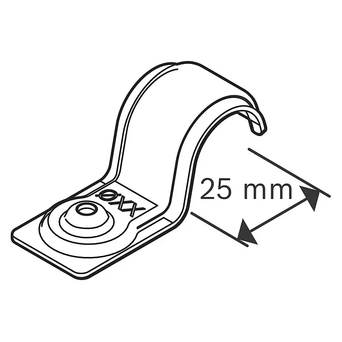 Bosch Professional Kabelhalter Pro EMS - Durchmesser: 25 mm, 200 Stk. - Metall-Rohrschelle für 25 mm Rohre oder Kabel, mit Befestigungsplatte.