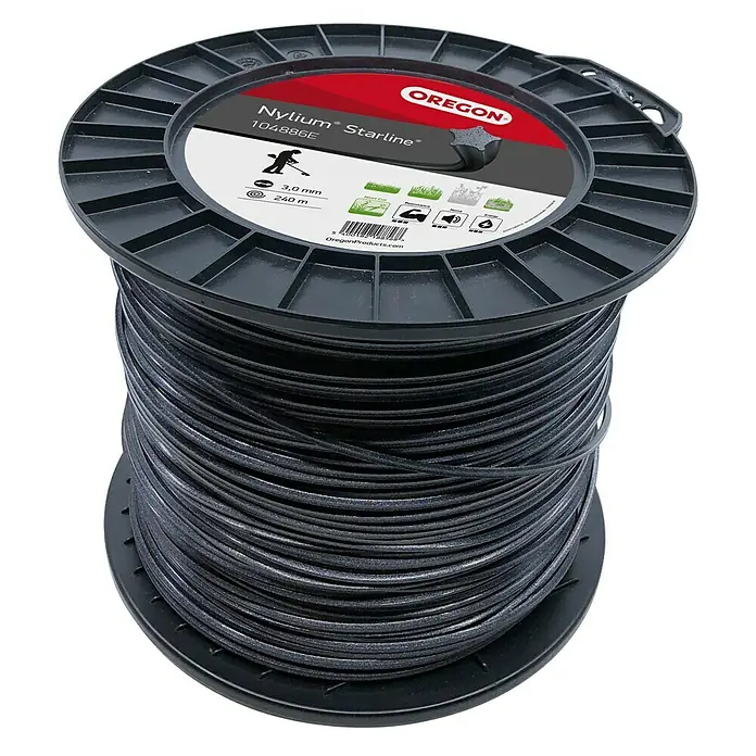 Oregon Nylonfaden Starline - 240 m, Fadenstärke: 3 mm - Eine Spule von Oregon Nylium Starline Trimmerfaden, ideal für effizientes und langanhaltendes Trimmen im Garten.