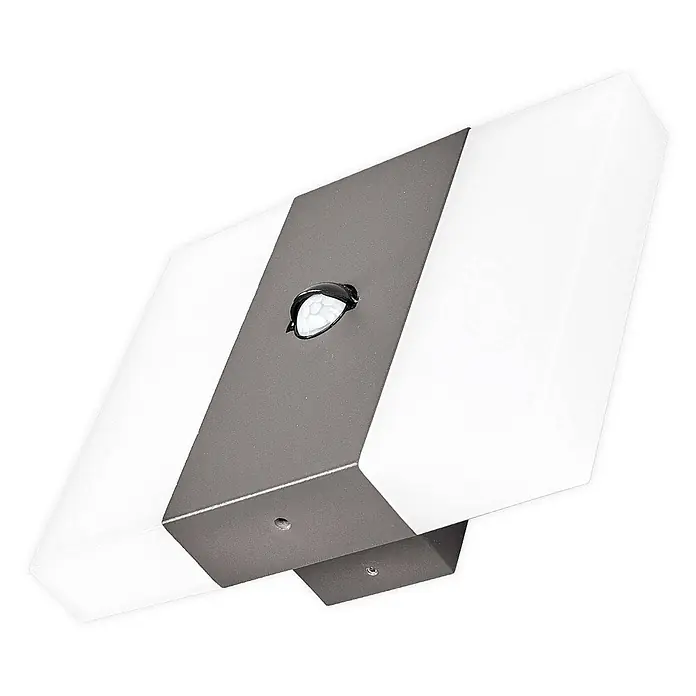 Lindby Außenwandleuchte Kumi - alu / grau / zink, IP44 - Moderne dunkelgraue und weiße Wandleuchte mit Bewegungsmelder.