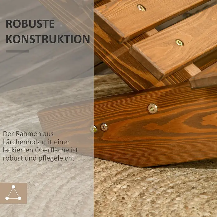 Outsunny Gartenliege - Teak, Holz - Robuster Lärchenholzrahmen mit lackierter Oberfläche und sichtbaren Metallschrauben. Pflegeleicht.