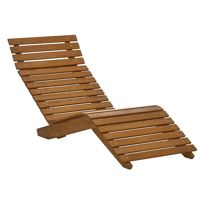 Outsunny Gartenliege - Teak, Holz - Braune Holzliege mit Lattenrost, ideal zur Entspannung im Freien.