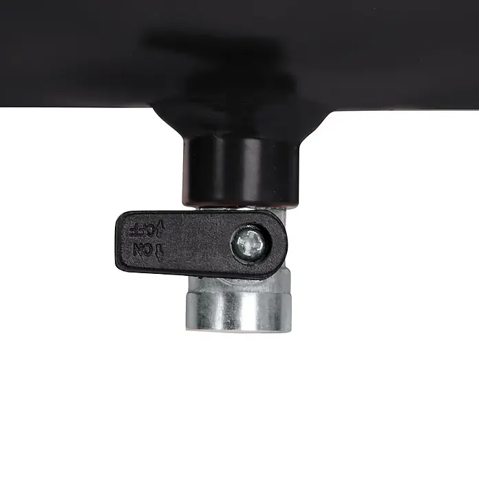 Einhell Expert Plus Flüsterkompressor TE-AC 50 Silent - Max. Druck: 8 bar, 50 l - Schwarzes Rohr mit einem Metallventil und einem schwarzen EIN/AUS-Griff.