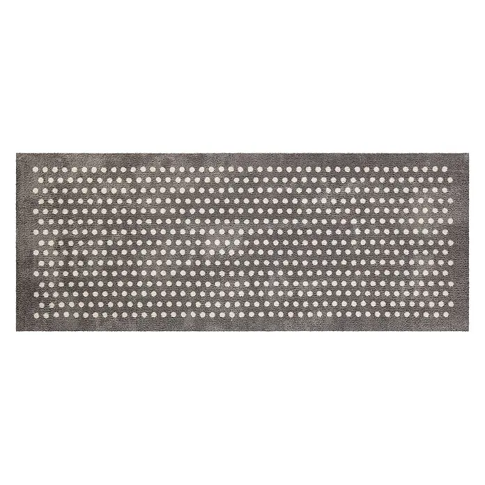 Akzente Fußmatte Feel - 200 x 80 cm, Mehrfarbig, Motiv / Muster - Grauer rechteckiger Teppich mit strukturierter Oberfläche und Reihen weißer Punkte.