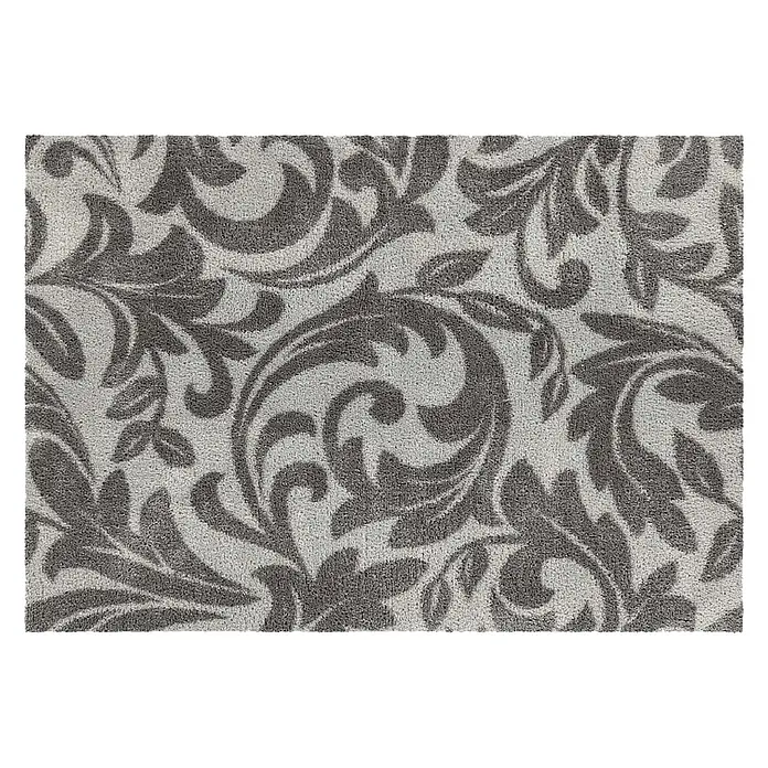 Akzente Fußmatte Feel - Mehrfarbig, Motiv / Muster|Floral - Rechteckiger, grauer Teppich mit dunklem, strukturiertem Damastmuster.