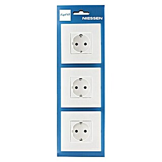 Niessen Zenit Enchufe 2 P+TT pack 3 unidades (Blanco, Plástico, Montaje en la pared)