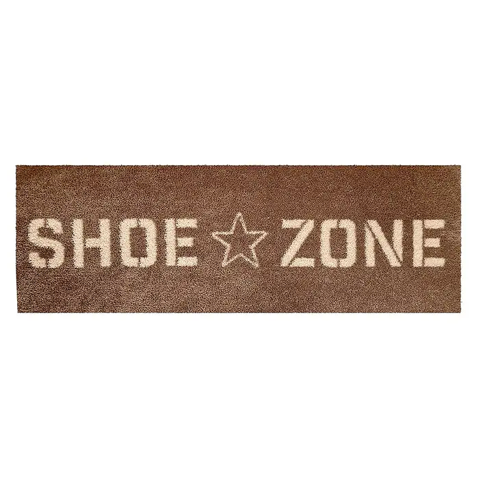 Akzente Fußmatte Feel - Mehrfarbig, Schriftzug - Braune Fußmatte mit Schriftzug "SHOE ☆ ZONE" in hellerem Farbton.