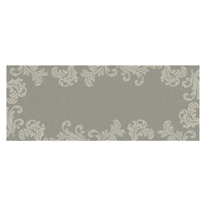 Akzente Fußmatte Feel - 200 x 80 cm, Mehrfarbig, Motiv / Muster|Floral - Strukturierte graue Matte mit elegantem hellgrauem Damast-Bordürenmuster.