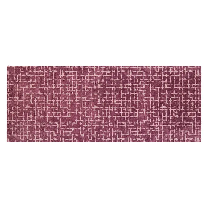 Akzente Fußmatte Feel - 200 x 80 cm, Mehrfarbig, Motiv / Muster - Rechteckiger, tiefroter Teppich mit abstraktem hellbeigem Geometriemuster.