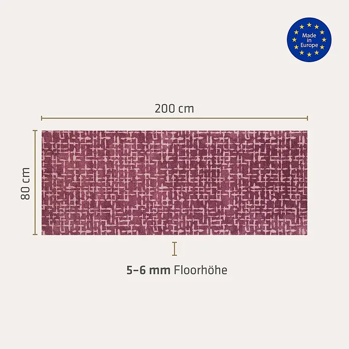 Akzente Fußmatte Feel - 200 x 80 cm, Mehrfarbig, Motiv / Muster - Lila gemusterter Teppich, 80x200 cm, mit 5-6 mm Florhöhe.