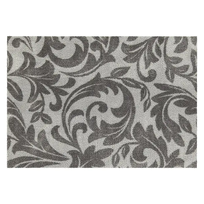 Akzente Fußmatte Feel - 100 x 70 cm, Mehrfarbig, Motiv / Muster|Floral - Zweifarbige graue Fußmatte mit erhabenem floralem Schnörkelmuster.