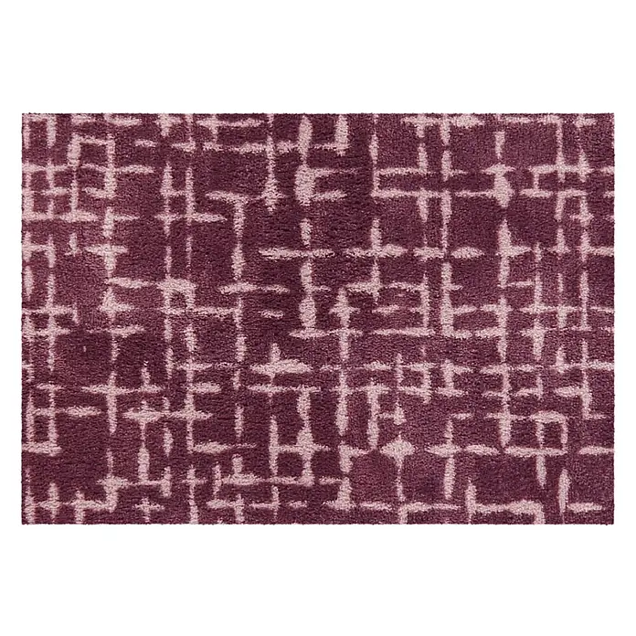 Akzente Fußmatte Feel - 70 x 50 cm, Mehrfarbig, Motiv / Muster - Dunkelvioletter Teppich mit hellem, abstraktem geometrischem Muster.