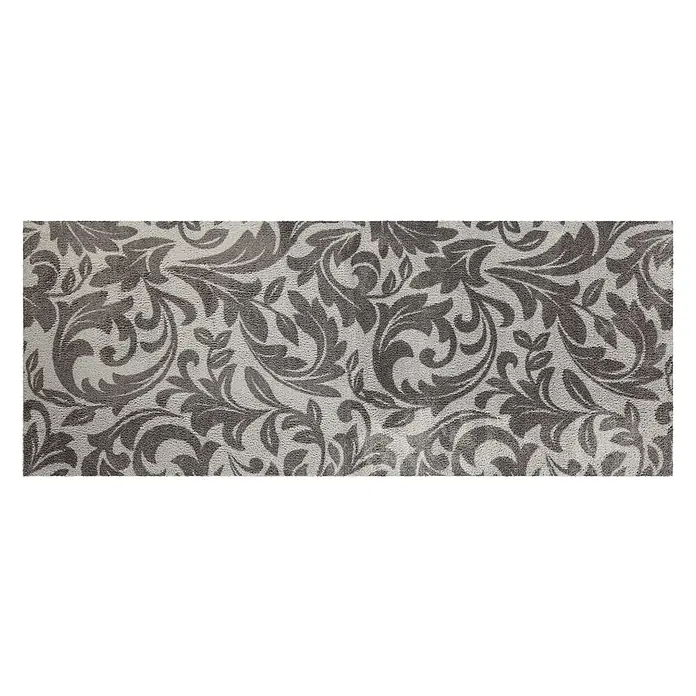 Akzente Fußmatte Feel - Mehrfarbig, Motiv / Muster|Floral - Grauer strukturierter Teppich mit elegantem Blumenmuster.