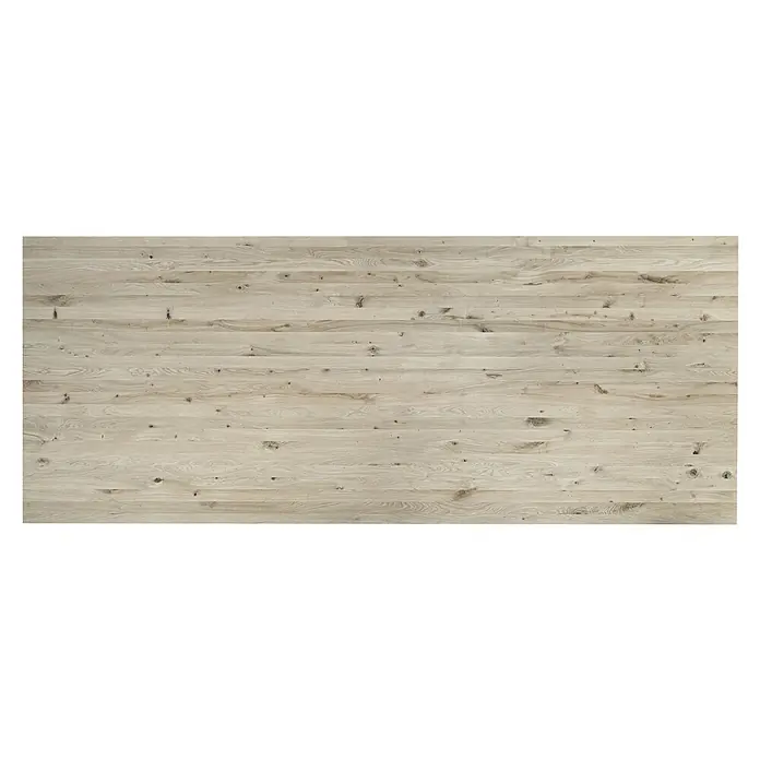 Leimholzplatte Eiche Rustic - Eiche, Qualitätsstufe Leimholzplatte: B/C, 3.000 x 1.210 x 20 mm - Helle Holzplatte mit Naturmaserung und sichtbaren Ästen.