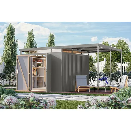 Karibu  Gerätehaus Aurum 3,5 mit Anbaudach