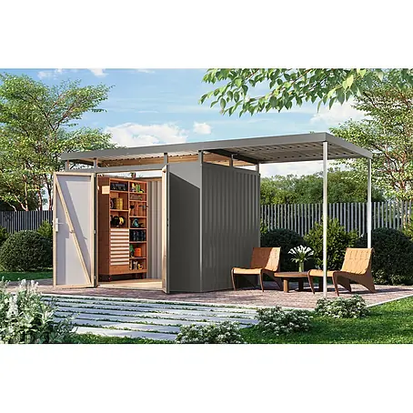Karibu  Gerätehaus Aurum 3 mit Anbaudach