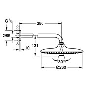 Grohe Euphoria Kopfbrausen-Set (Durchmesser: 26 cm, 9,5 l/min bei 3 bar, Wandmontage, Chrom)